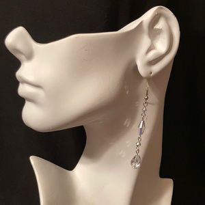 Silver Tone Crystal Earring Set